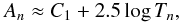 \begin{equation} A_{n}\approx C_{1}+2.5\log T_{n}, \label{eq:An2} \end{equation}