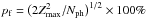 Mathematical equation: \hbox{$p_{\rm f} = \big(2Z^2_{\rm max}/N_{\rm{ph}}\big)^{1/2}\times100\%$}