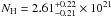 Mathematical equation: \hbox{$\nh=2.61_{-0.21}^{+0.22}\times10^{21}$}