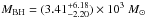 Mathematical equation: \hbox{$\mmbh=(3.41^{+6.18}_{-2.20}) \times 10^3~\msun$}