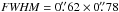 Mathematical equation: \hbox{${\it FWHM} = 0\farcs62 \times 0\farcs78$}