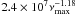 \hbox{$2.4 \times 10^7 \nu_{\max}^{-1.18}$}