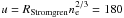 \hbox{$u = R_{\rm Stromgren} n_{\rm e}^{2/3} = 180$}