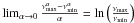 Mathematical equation: \hbox{$\lim _{\alpha \rightarrow 0} \frac{\nu_{\max}^\alpha -\nu_{\min}^\alpha}{\alpha} = \ln \left(\frac{\nu_{\max}}{\nu _{\min}}\right)$}