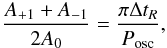 Mathematical equation: \begin{equation} {{A_{+1} + A_{-1}}\over{2 A_0}} = {{\pi \Delta t_R} \over {P_{\rm osc}}}, \end{equation}