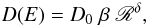 \begin{eqnarray} D(E) = D_{0} \; \beta \; \mathscr{R}^{\delta}, \label{eq:dif_coef} \end{eqnarray}