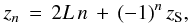 \appendix \setcounter{section}{1} \begin{eqnarray} z_{n} \, = \, 2 L \, n \, + \, \left( -1 \right)^{n} z_{\rm S}, \end{eqnarray}