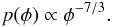 \appendix \setcounter{section}{2} \begin{eqnarray*} p(\phi) \propto \phi^{-7/3}. \end{eqnarray*}