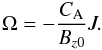Mathematical equation: \begin{equation} \label{OmegaJ} \Omega=-\frac{C_{\mathrm {A}}}{B_{z0}}J. \end{equation}