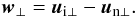 Mathematical equation: \begin{equation} \label{w} \vec w_{\perp}= \vec u_{\rm i\perp} - \vec u_{\rm n\perp}. \end{equation}