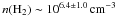 Mathematical equation: \hbox{$\nhdos \sim 10^{6.4\pm 1.0}\, {\rm cm^{-3}}$}