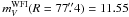 Mathematical equation: \hbox{$m_{V}^{\rm WFI}(R=77\farcs4)=11.55$}