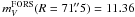 Mathematical equation: \hbox{$m_{V}^{\rm FORS}(R=71\farcs5)=11.36$}