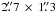 Mathematical equation: \hbox{$2\farcs7\,\times\,1\farcs3$}