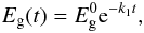 Mathematical equation: \begin{equation} E_{\rm g}(t) = E^0_{\rm g} {\rm e}^{-k_1 t}, \label{eq_Walt_thermal_act} \end{equation}