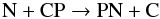 Mathematical equation: \begin{equation} \label{pn1} {\rm N + CP} \rightarrow {\rm PN + C} \end{equation}