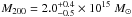 Mathematical equation: \hbox{$M_{200}=2.0^{+0.4}_{-0.5}\times 10^{15}~M_{\odot}$}