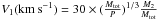 Mathematical equation: \hbox{$V_1 (\kms) = 30 \times (\frac{M_{\rm tot}}{P})^{1/3} \frac{M_2}{M_{\rm tot}}$}