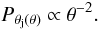 Mathematical equation: \begin{equation} P_{\theta_{\rm j}(\theta)} \propto \theta^{-2}. \label{pj} \end{equation}