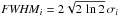 Mathematical equation: \hbox{${\it FWHM}_i=2\sqrt{2\,\ln2}\,\sigma_i$}