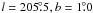 Mathematical equation: \hbox{$l=205\fdg5, b=1\fdg0$}