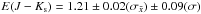 Mathematical equation: \hbox{$E(J-K_{\rm s}) =1.21\pm 0.02(\sigma_{\bar{x}}) \pm 0.09 (\sigma)$}
