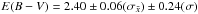 Mathematical equation: \hbox{$E(B-V) =2.40\pm 0.06(\sigma_{\bar{x}}) \pm 0.24 (\sigma)$}