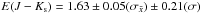 Mathematical equation: \hbox{$E(J-K_{\rm s}) =1.63\pm 0.05(\sigma_{\bar{x}}) \pm 0.21 (\sigma )$}