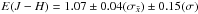 Mathematical equation: \hbox{$E(J-H) =1.07\pm 0.04(\sigma_{\bar{x}}) \pm 0.15 (\sigma )$}