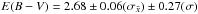 Mathematical equation: \hbox{$E(B-V) =2.68\pm 0.06(\sigma_{\bar{x}}) \pm 0.27 (\sigma )$}