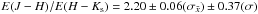 Mathematical equation: \hbox{$E(J-H)/E(H-K_{\rm s})=2.20\pm0.06(\sigma_{\bar{x}}) \pm 0.37 (\sigma )$}