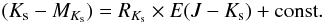 Mathematical equation: \begin{eqnarray} (K_{\rm s}-M_{K_{\rm s}}) =R_{K_{\rm s}} \times E(J-{K_{\rm s}}) + \rm{const}. \end{eqnarray}