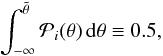Mathematical equation: \begin{equation} \int_{-\infty}^{\med\param} \postr_i(\param)\ddd\param \defby 0.5, \end{equation}