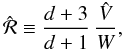 Mathematical equation: \begin{equation} \PSRSq \defby \frac{\PSRDOF+3}{\PSRDOF+1}\,\frac{\PSRV}{\PSRW}, \end{equation}