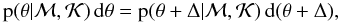 Mathematical equation: \appendix \setcounter{section}{1} \begin{equation} \pPri{\param}\ddd\param = \pPri{\param+\Delta}\ddd(\param+\Delta), \end{equation}