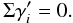 Mathematical equation: \begin{equation} \Sigma \gamma_i^{\prime} = 0. \label{eq:Redun8} \end{equation}