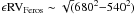 Mathematical equation: \hbox{$\rm \epsilon RV_{Feros} \sim \sqrt(680^2{-}540^2) $}