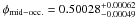 Mathematical equation: \hbox{$\phi_{\rm mid-occ.} = 0.50028^{+ 0.00062}_{- 0.00049}$}