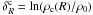 Mathematical equation: \hbox{$\delta_R^{\rm c}=\ln(\rho_{\rm c}(R)/{ \rho_0})$}