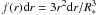 Mathematical equation: \hbox{$f(r) {\rm d}r=3 r^2 {\rm d}r /R_*^3$}