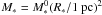 Mathematical equation: \hbox{$M_* = M_*^0 (R_* / 1 ~{\rm pc})^2$}