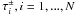Mathematical equation: \hbox{$\tau^{\pm}_i, i=1,...,N$}