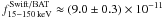 Mathematical equation: \hbox{$f^{\rm Swift/BAT}_{15-150\,{\rm keV}} \approx (9.0 \pm 0.3) \times10^{-11}$}