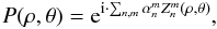 Mathematical equation: \begin{equation*} P(\rho,\theta) = {\rm e}^{{\rm i} \cdot \sum_{n,m} \alpha_n^m Z_n^m(\rho,\theta)} , \end{equation*}