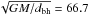 Mathematical equation: \hbox{$\sqrt{GM/d_{\rm bh}} = 66.7$}