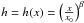 Mathematical equation: \hbox{$h=h(x)=\left(\frac{x}{x_0}\right)^\beta$}