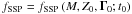 Mathematical equation: \hbox{${f_{{\text{SSP}}}} = {f_{{\text{SSP}}}}\left( {M,{Z_0},{{\mathbf{\Gamma }}_0};{t_0}} \right)$}