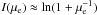 Mathematical equation: \hbox{$I(\mu_{\rm e}) \approx \ln(1+\mu^{-1}_{\rm e})$}