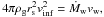 Mathematical equation: \hbox{$4\pi \rho_{\rm g} r_{\rm s}^2 v_{\rm inf}^2 =\dot M_{\rm w} v_{\rm w},$}