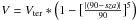 \hbox{$V=V_{\rm ter}*\left(1-\big[\frac{\left|(90-sza)\right|}{90}\big]^5\right)$}